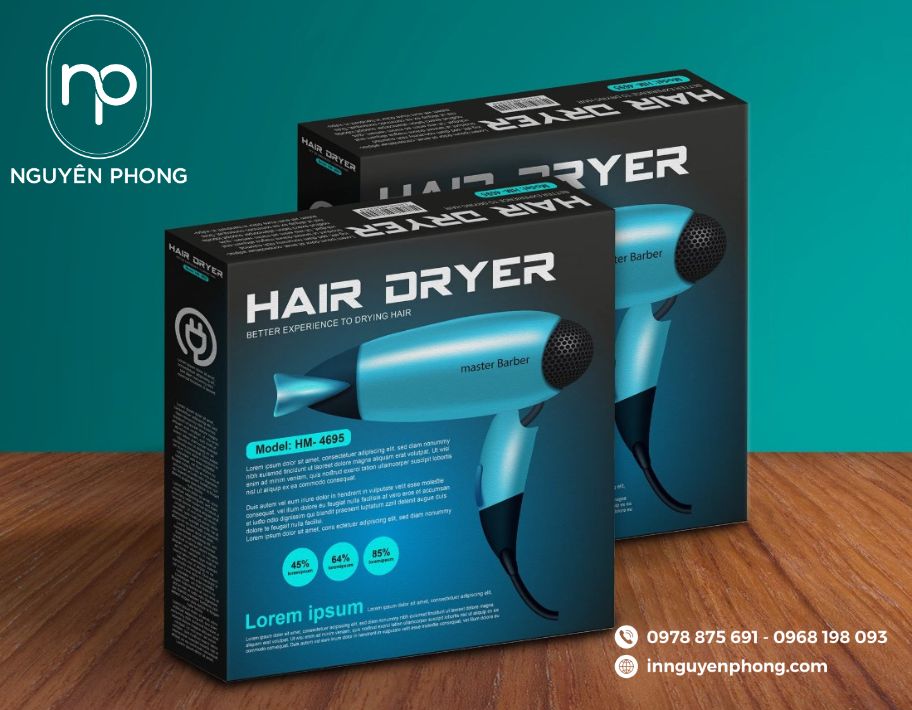 Mẫu hộp carton đựng máy sấy theo yêu cầu 